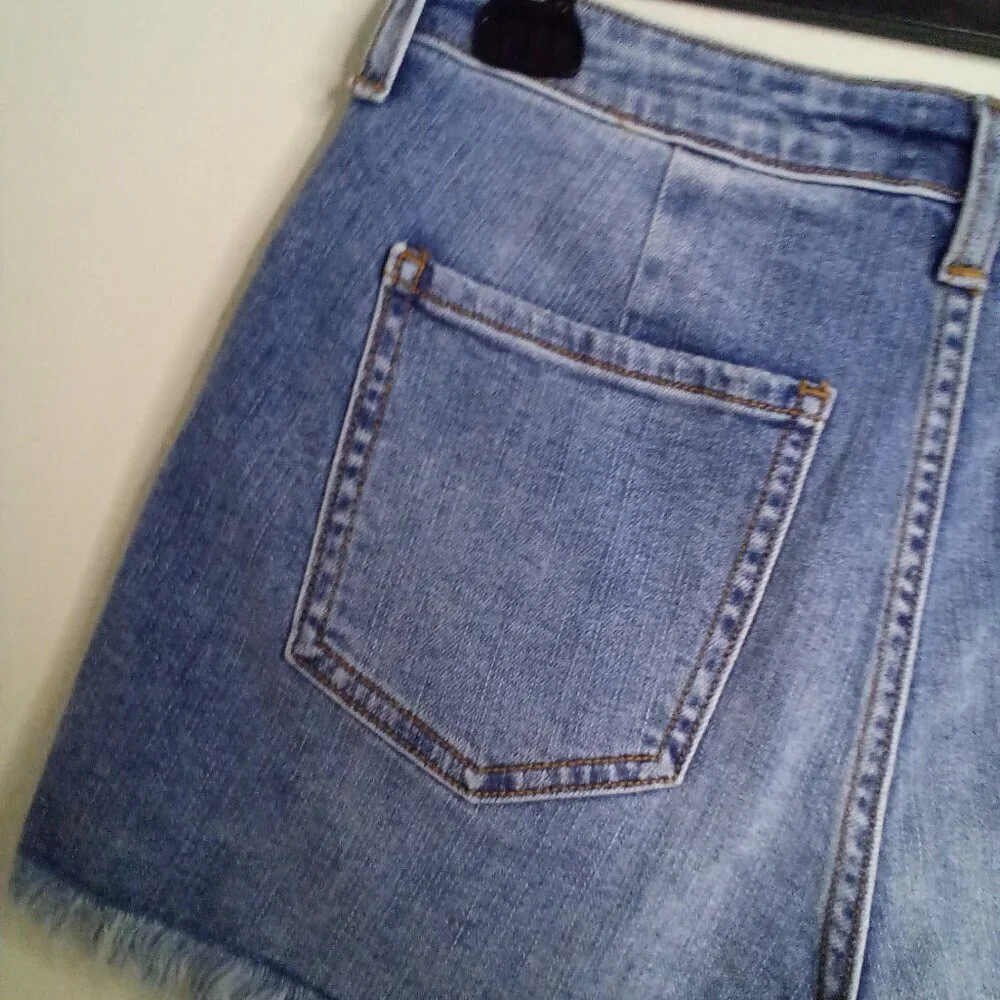 Harper Heritage Shorts Women 27 Button Fly Raw Hem Denim Blue